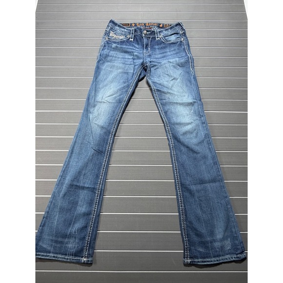 Rock Revival Denim - Rock Revival Karisse MB200 Mid Rise Bootcut Jeans Blue Embellished Size 29